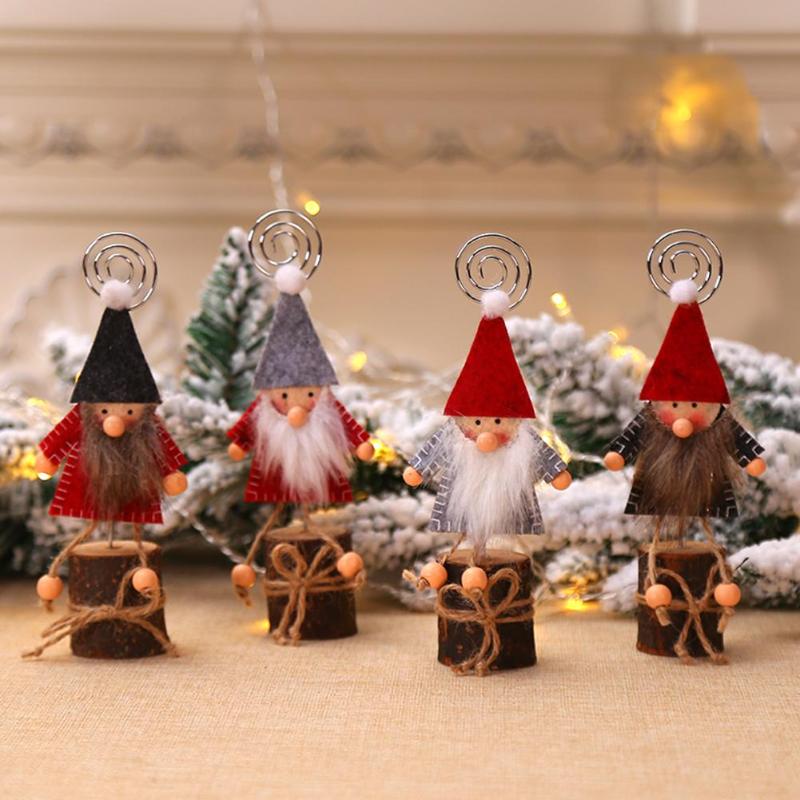 Creative Christmas Wooden Doll Business Card Wide Scope of Application Work Exquisite Note Holder Photo Clip Xmas Decor - ebowsos