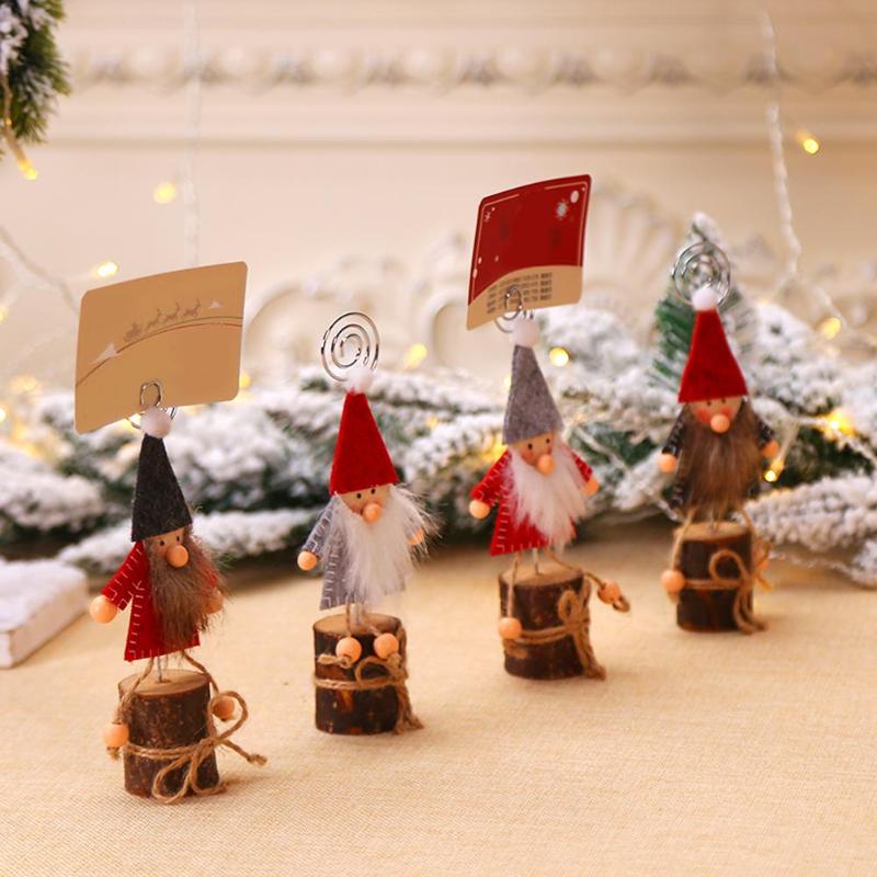 Creative Christmas Wooden Doll Business Card Wide Scope of Application Work Exquisite Note Holder Photo Clip Xmas Decor - ebowsos