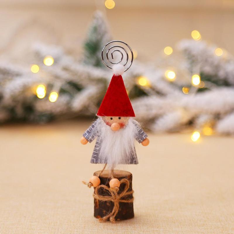 Creative Christmas Wooden Doll Business Card Wide Scope of Application Work Exquisite Note Holder Photo Clip Xmas Decor - ebowsos