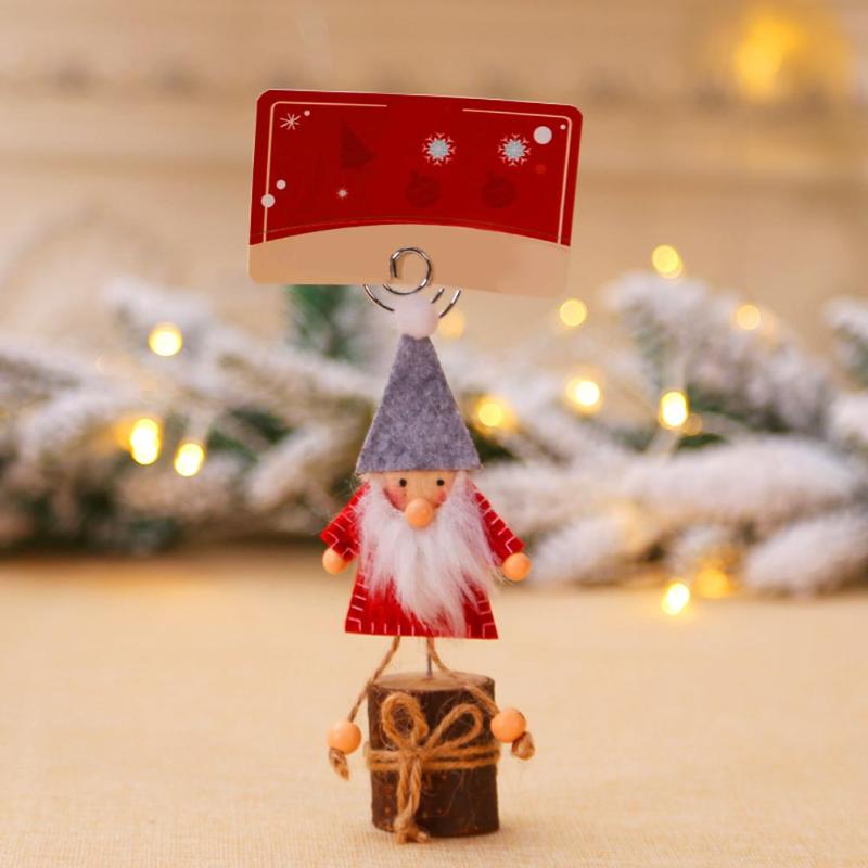 Creative Christmas Wooden Doll Business Card Wide Scope of Application Work Exquisite Note Holder Photo Clip Xmas Decor - ebowsos