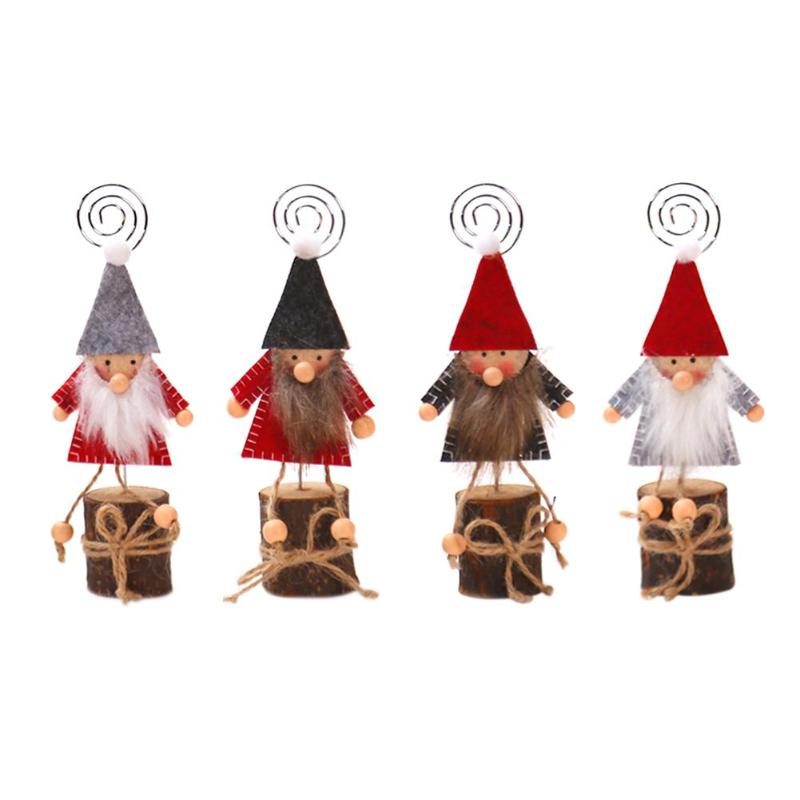 Creative Christmas Wooden Doll Business Card Wide Scope of Application Work Exquisite Note Holder Photo Clip Xmas Decor - ebowsos