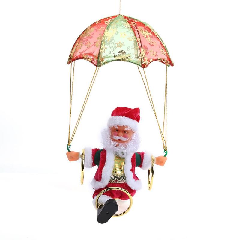 Creative Electric Santa Claus Parachute Plush Doll Christmas Toy Gift - ebowsos