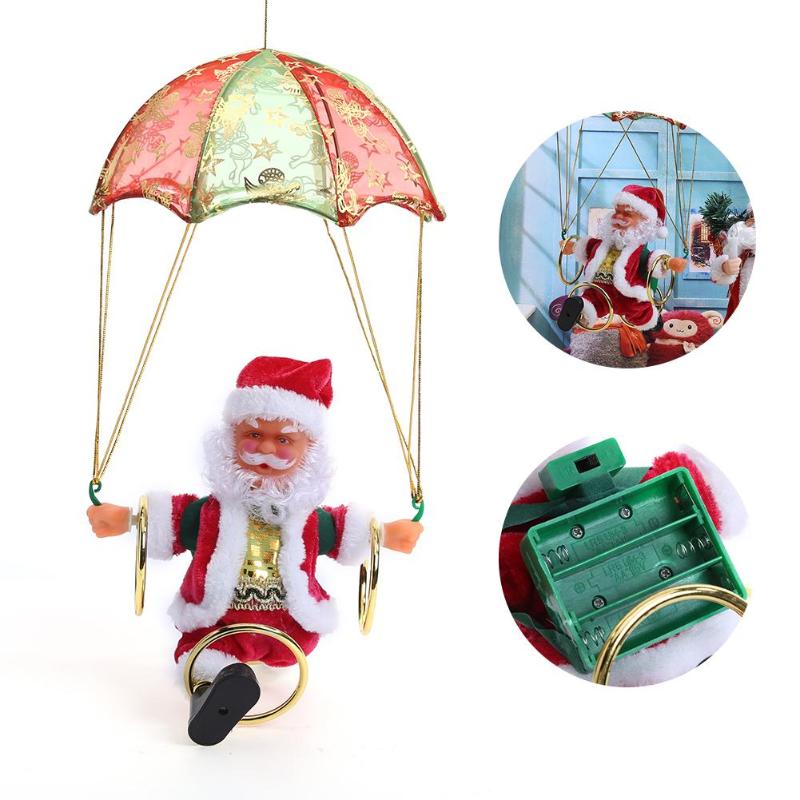 Creative Electric Santa Claus Parachute Plush Doll Christmas Toy Gift - ebowsos