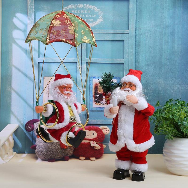 Creative Electric Santa Claus Parachute Plush Doll Christmas Toy Gift - ebowsos