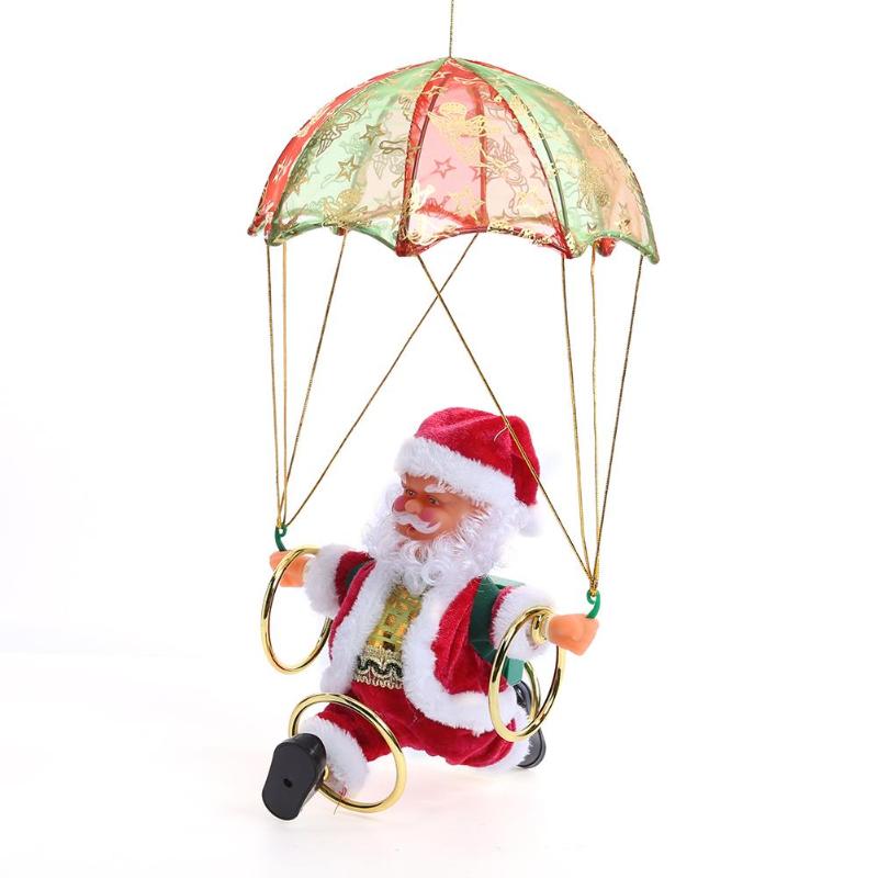 Creative Electric Santa Claus Parachute Plush Doll Christmas Toy Gift - ebowsos