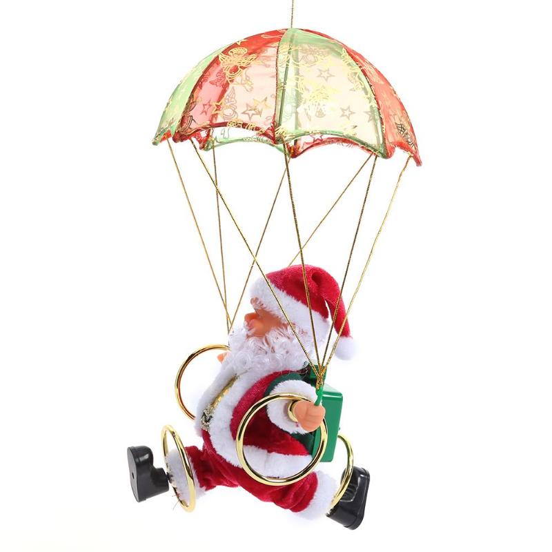 Creative Electric Santa Claus Parachute Plush Doll Christmas Toy Gift - ebowsos