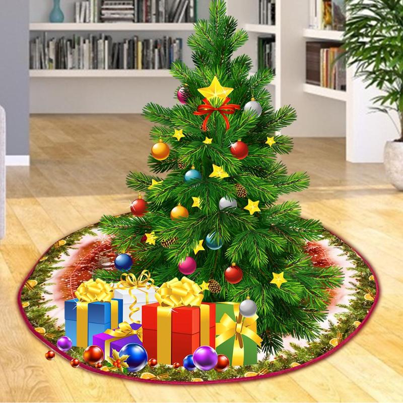 Creative Non-Woven Round Carpet Christmas Tree Skirt Fashionable Elegant Ornament Durable for Indoor Party Supplies Decoration - ebowsos