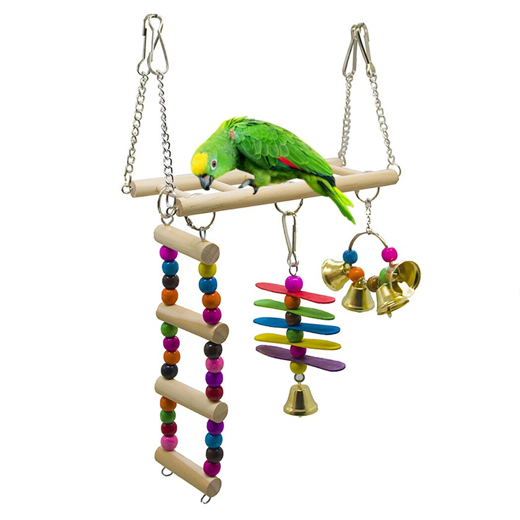 Creative Parrot Toy Set Funny Parrot Ladder Bird Swing Toy Parrot Hanging Toys Pet Supplies Bird Training Accessories-ebowsos