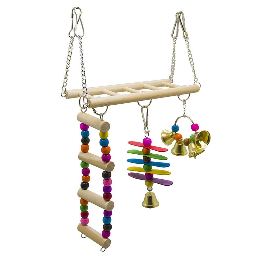 Creative Parrot Toy Set Funny Parrot Ladder Bird Swing Toy Parrot Hanging Toys Pet Supplies Bird Training Accessories-ebowsos