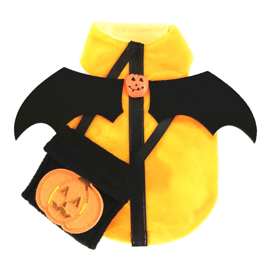 Creative Pet Festival Costume Bat Wing With Pumpkin Bag Decor Cat Dog Costume Pet Clothing Supplies For Halloween Party Cosplay-ebowsos