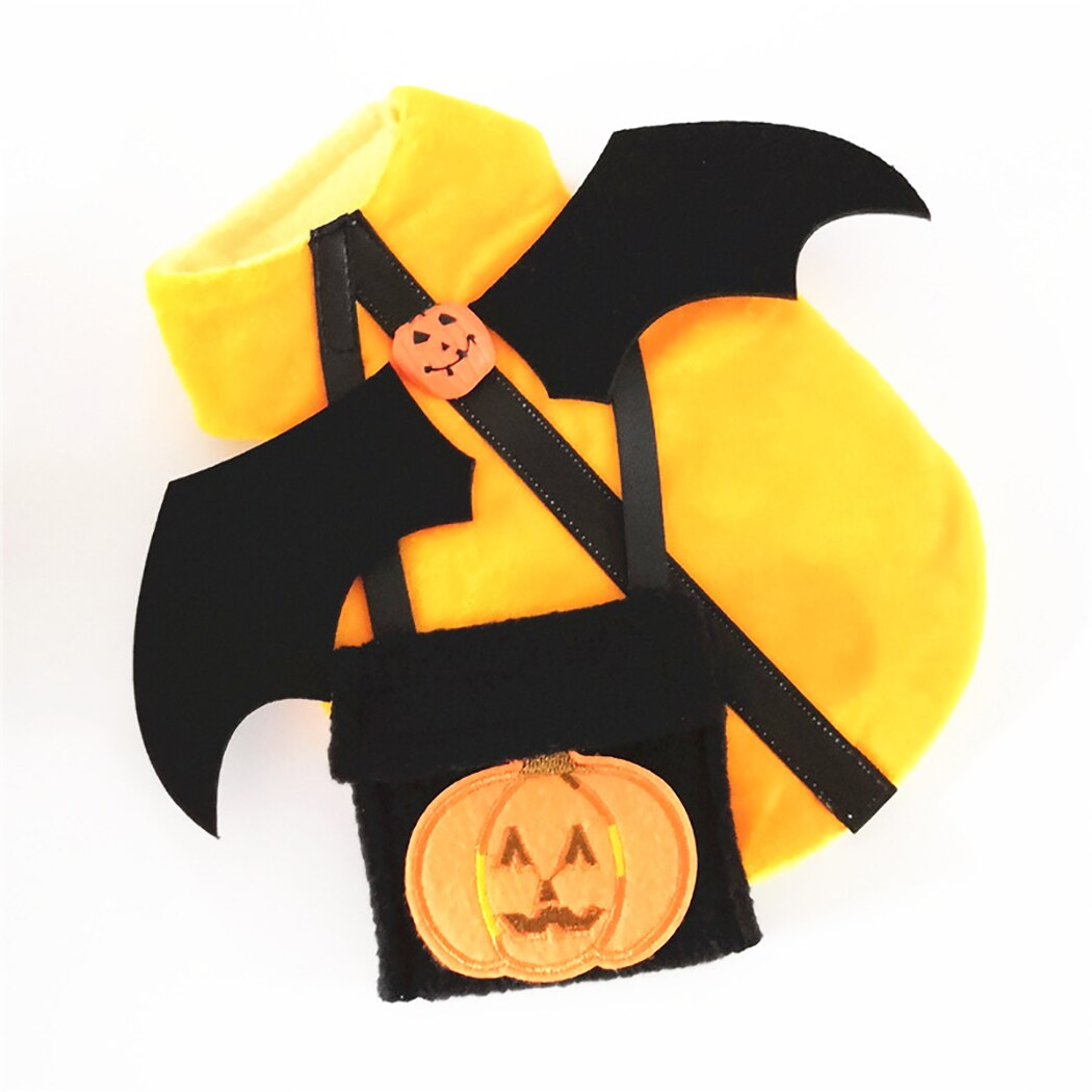 Creative Pet Festival Costume Bat Wing With Pumpkin Bag Decor Cat Dog Costume Pet Clothing Supplies For Halloween Party Cosplay-ebowsos