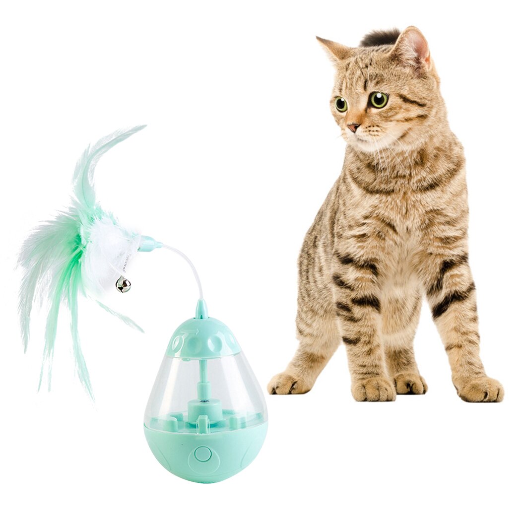 Creative Pet Food Dispenser Tumbler Fake Feather Pet Food Ball Dog Treat Ball For Cats Pet Toys Ball Pet Feeding Supplies-ebowsos