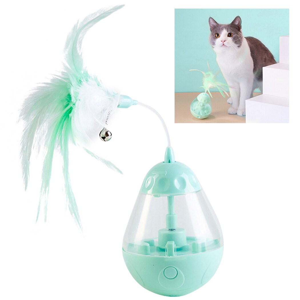 Creative Pet Food Dispenser Tumbler Fake Feather Pet Food Ball Dog Treat Ball For Cats Pet Toys Ball Pet Feeding Supplies-ebowsos