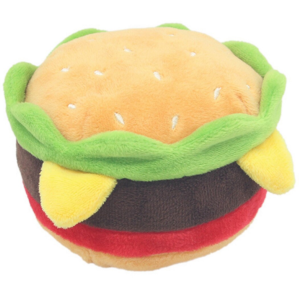 Creative Pet Plush Toy Cute Hamburger French Fries Dog Teething Toy Pet Squeaky Toy For Cats Dogs Pet Supplies 2020 New-ebowsos