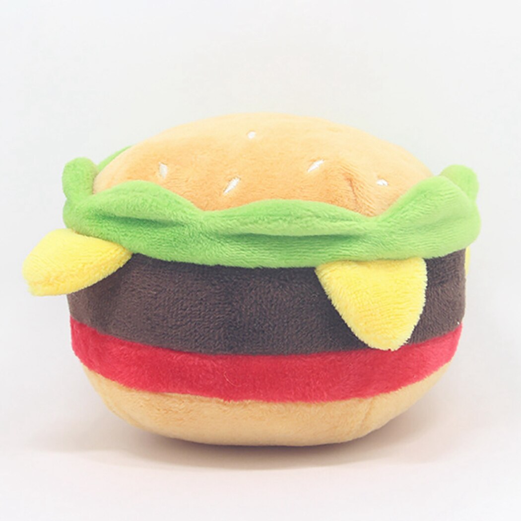 Creative Pet Plush Toy Cute Hamburger French Fries Dog Teething Toy Pet Squeaky Toy For Cats Dogs Pet Supplies 2020 New-ebowsos