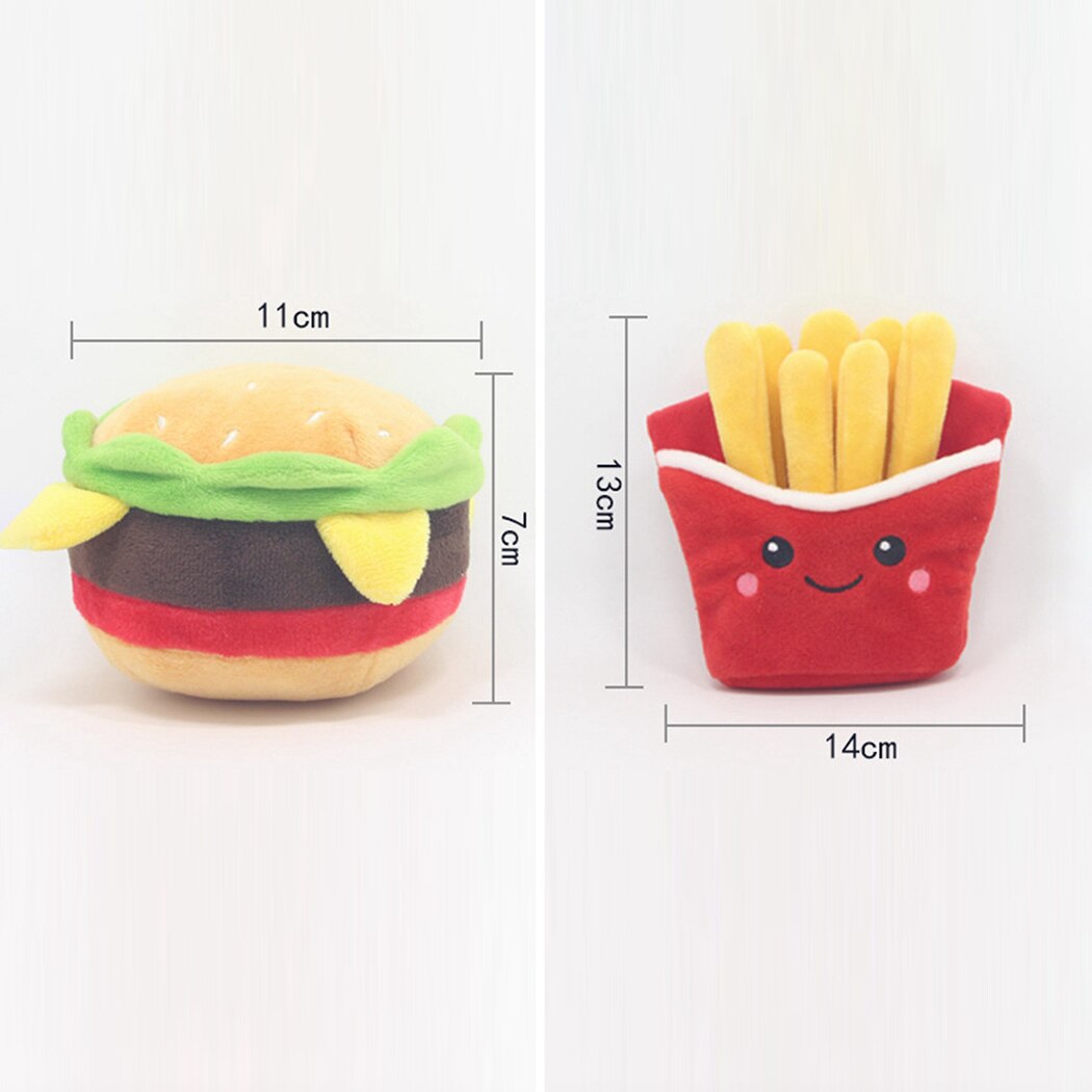 Creative Pet Plush Toy Cute Hamburger French Fries Dog Teething Toy Pet Squeaky Toy For Cats Dogs Pet Supplies 2020 New-ebowsos