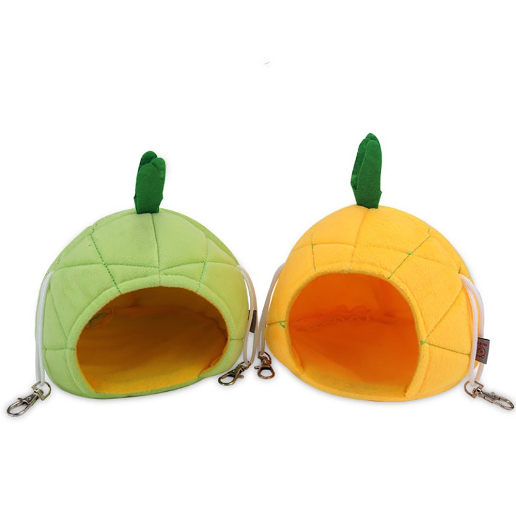 Creative Pineapple Cartoon Warm Small Animal Bed Cute Hamster Hanging Bed House Warm Hedgehog Guinea Pig Bed For Small Breed-ebowsos