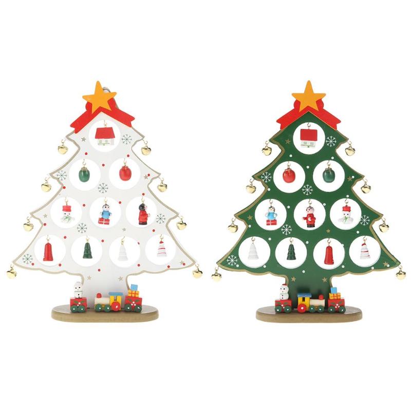 Creative Wood DIY Christmas Tree Bell Ornament Xmas Party Table Desk Decor - ebowsos