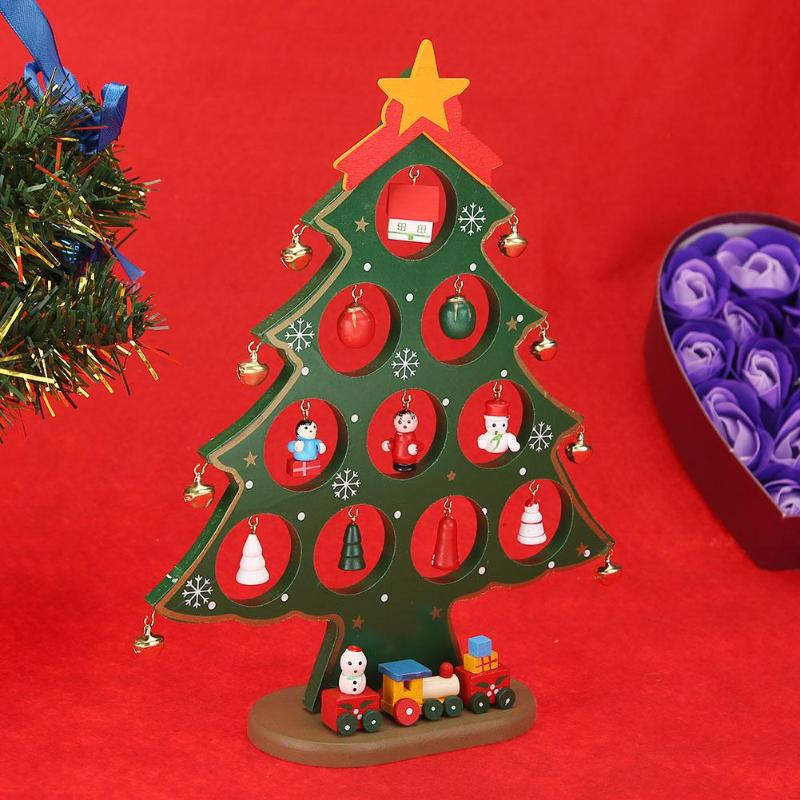 Creative Wood DIY Christmas Tree Bell Ornament Xmas Party Table Desk Decor - ebowsos