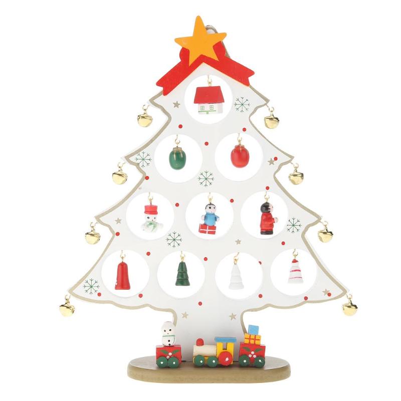 Creative Wood DIY Christmas Tree Bell Ornament Xmas Party Table Desk Decor - ebowsos