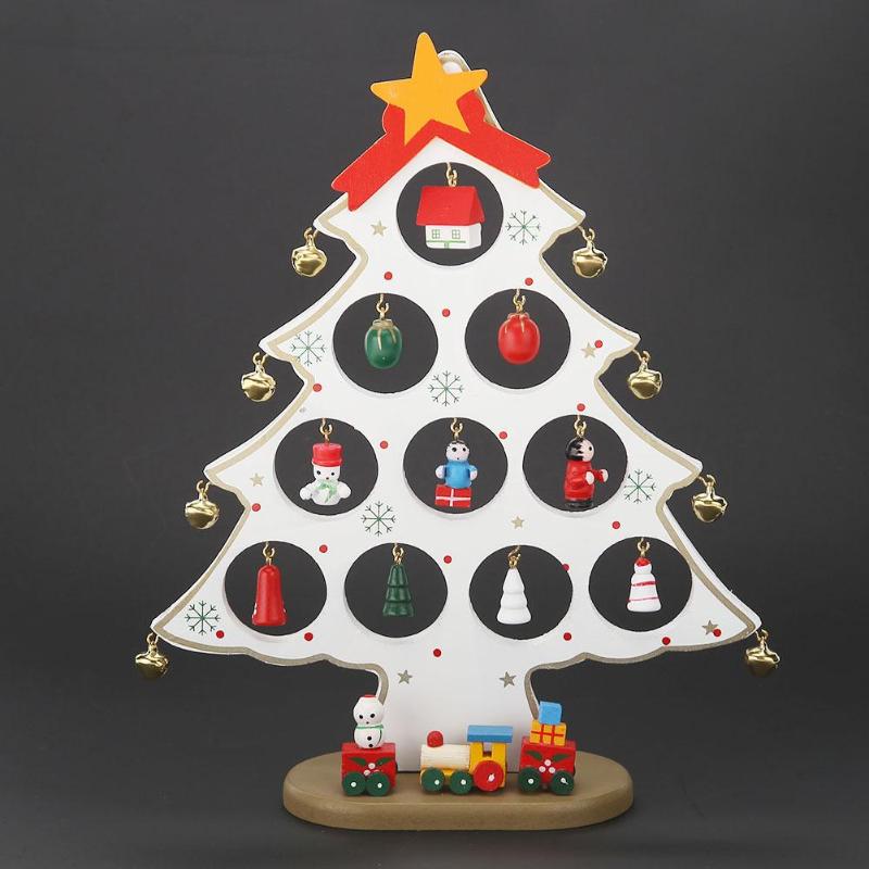 Creative Wood DIY Christmas Tree Bell Ornament Xmas Party Table Desk Decor - ebowsos