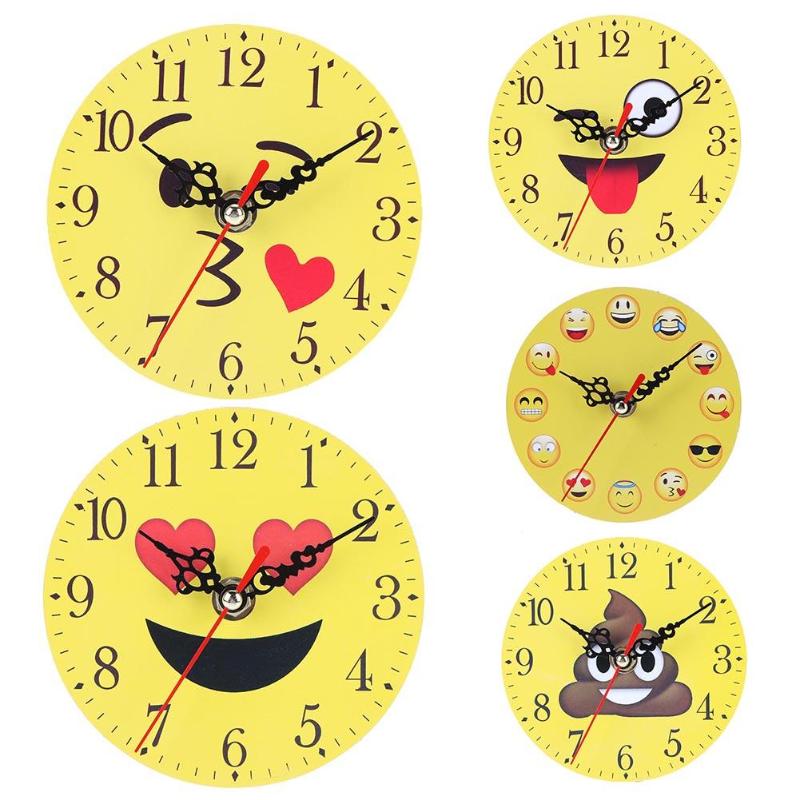 Creative Wooden Emoji Wall Clock New Clock Watch Living Room Bedroom Home Decoration Diy Acrylic Mirror Home Decoration Quartz - ebowsos