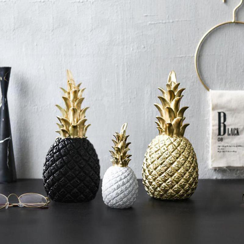 Creativity Modern Pineapple Ornament Synthetic Resin Individual Metal Finishes Craft Wedding Home Desktop Decor Gifts - ebowsos