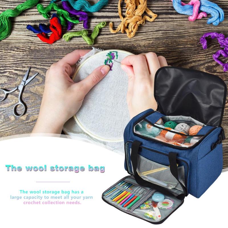 Crochet Hooks Thread Yarn Storage Bag DIY Organizer Holder - ebowsos