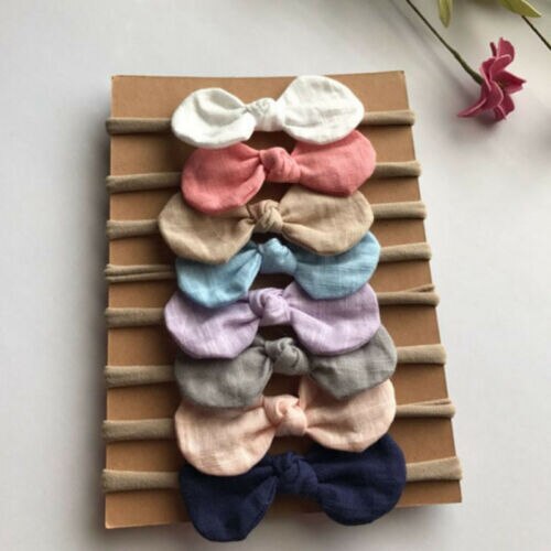 Cute 4pcs/set Kids Baby Toddler Infant Turban Knot Rabbit Headband Bow Hairband Head Band - ebowsos