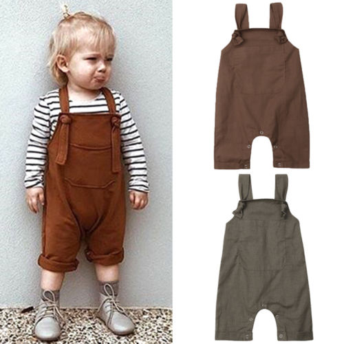 Cute Baby Boys Girls Jumpsuit Dungarees Bib Pants Sleeveless Romper Overalls Outfits Clothes - ebowsos