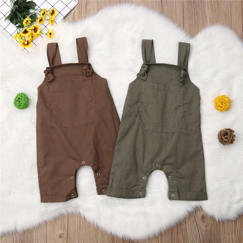 Cute Baby Boys Girls Jumpsuit Dungarees Bib Pants Sleeveless Romper Overalls Outfits Clothes - ebowsos