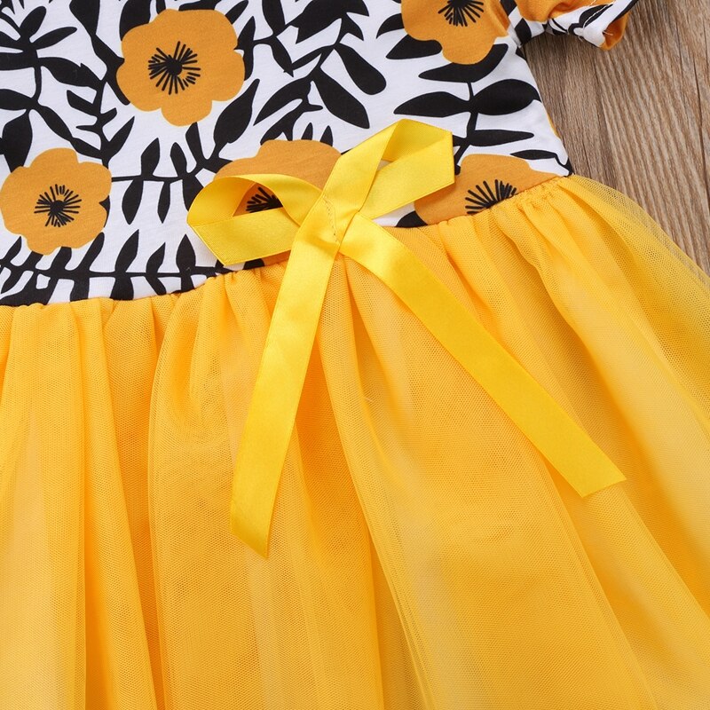 Cute Baby Girls Floral Dress Kids Party Wedding Pageant Formal Dresses Tulle Sundress Girls Floral Princess Dress - ebowsos