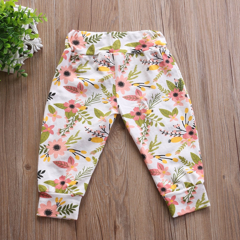 Cute  Baby Girls Floral Pants Newborn Girl Cotton Harem Princess Pants Leggings Bottom Trousers 0-24M - ebowsos