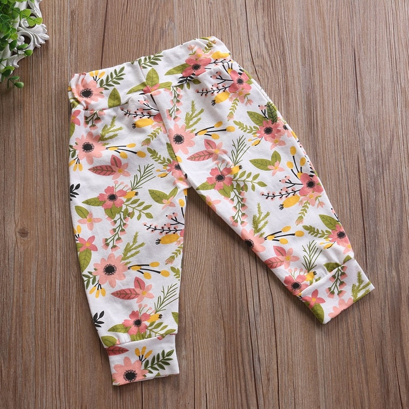 Cute  Baby Girls Floral Pants Newborn Girl Cotton Harem Princess Pants Leggings Bottom Trousers 0-24M - ebowsos