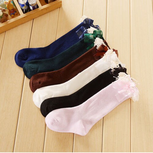 Cute Baby Kid Girl Lace Bow Princess Socks Cotton Knee High Socks Stockings 1-6Y - ebowsos