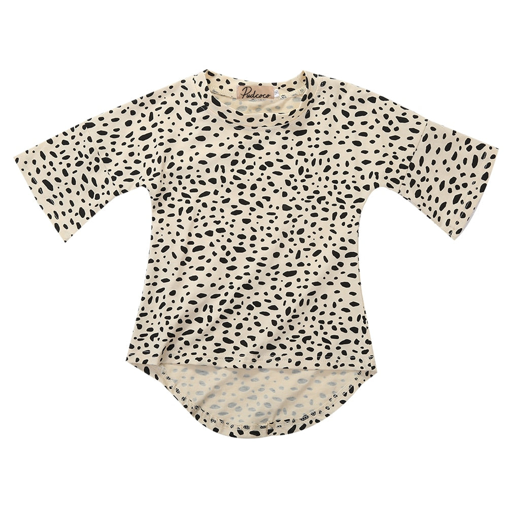 Cute Baby Kids Girls Clothing Casual Party Seven Sleeves Leopard Cotton Dress - ebowsos