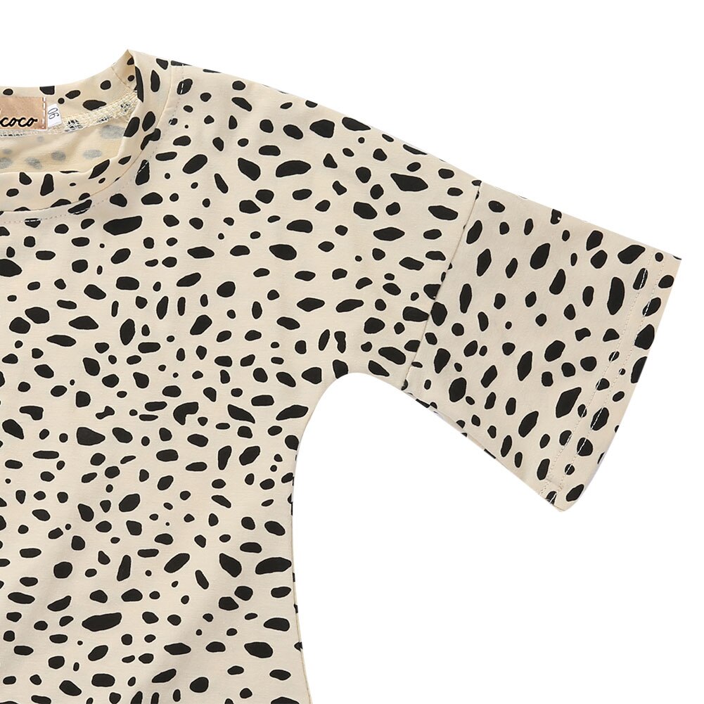 Cute Baby Kids Girls Clothing Casual Party Seven Sleeves Leopard Cotton Dress - ebowsos