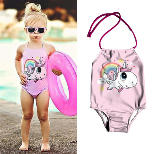 Cute Baby Unicorn Swimsuit Sleeveless Backless Beachwear Jumpsuit One Pieces Bathing Suit Sunsuit - ebowsos