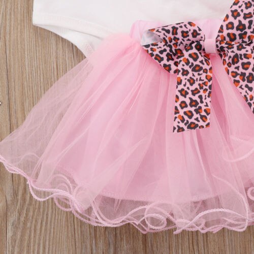 Cute Bow Infant Baby Girl Long Sleeve Letter Bodysuit Playsuit+tutu Skirt Outfit Set Clothes - ebowsos