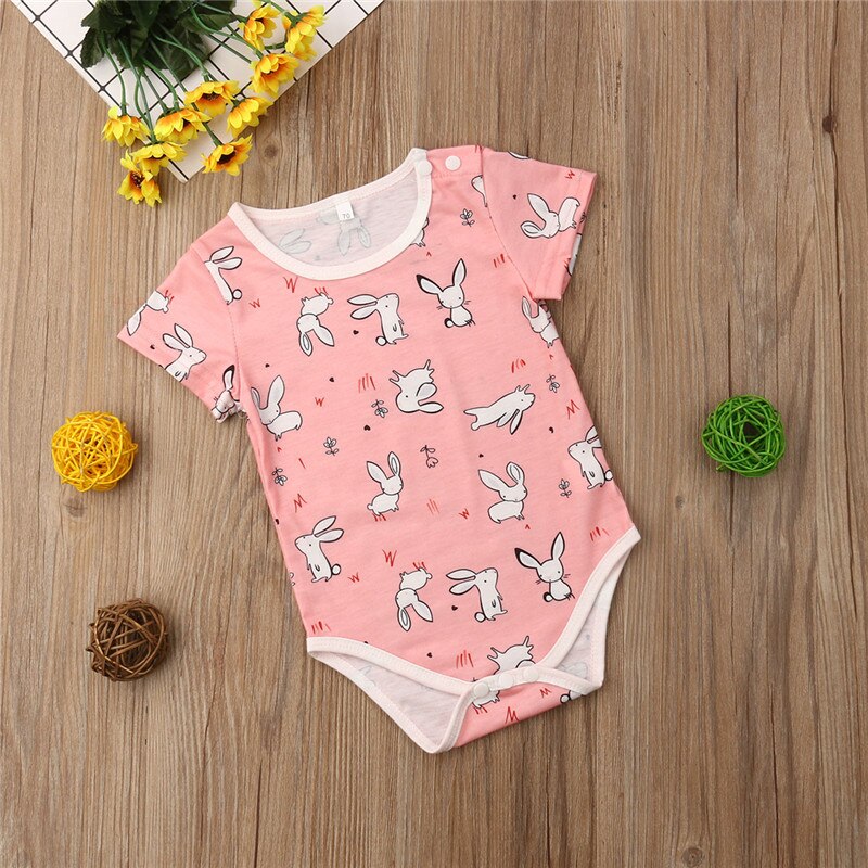 Cute Bunny Newborn Infant Baby Girl Boy Cotton Romper Jumpsuit Sunsuit Outfit Summer - ebowsos