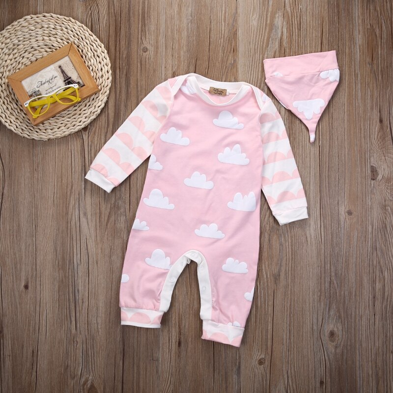 Cute Cartoon Baby Long Sleeve Romper Baby Boys Girls Warm Jumpsuit Romper Hat Clothes Outfits Set - ebowsos