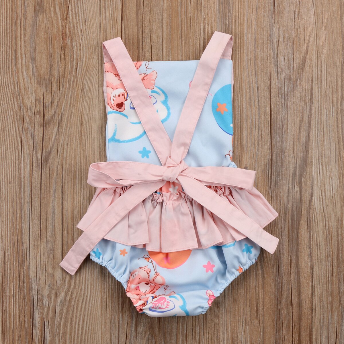 Cute Cartoon Bear Newborn Infant Baby Girl Bear Print Bow Tutu Cotton Sleeveless Jumpsuit Outfit Clothes Summer - ebowsos