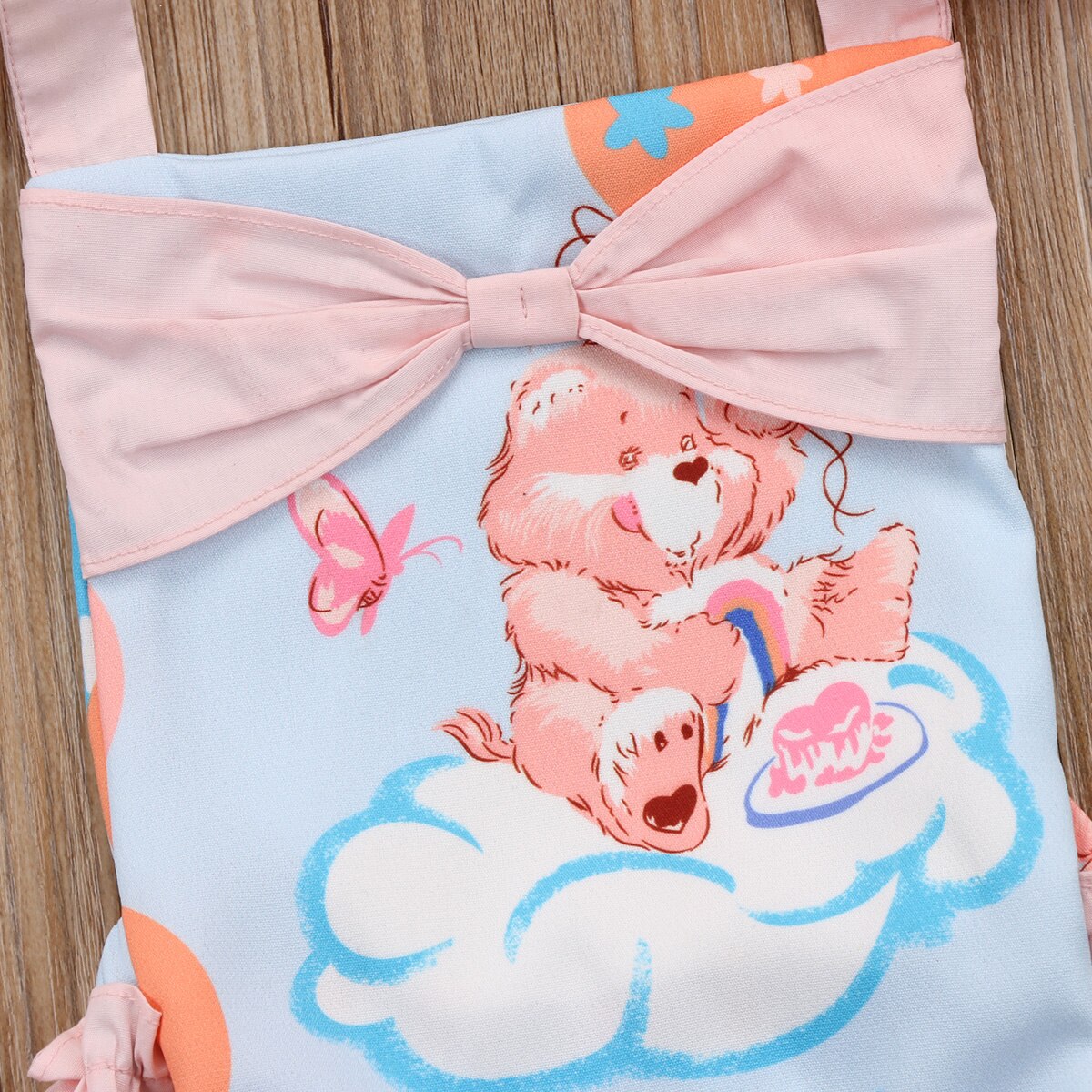 Cute Cartoon Bear Newborn Infant Baby Girl Bear Print Bow Tutu Cotton Sleeveless Jumpsuit Outfit Clothes Summer - ebowsos