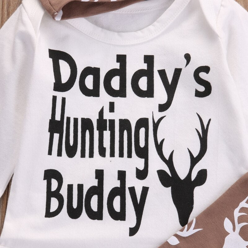 Cute Cartoon Deer Children Clothing Baby Boys Clothes Romper Baby Long Sleeve Tops Legging Pants Hat Set Outfits - ebowsos