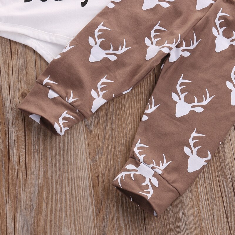 Cute Cartoon Deer Children Clothing Baby Boys Clothes Romper Baby Long Sleeve Tops Legging Pants Hat Set Outfits - ebowsos