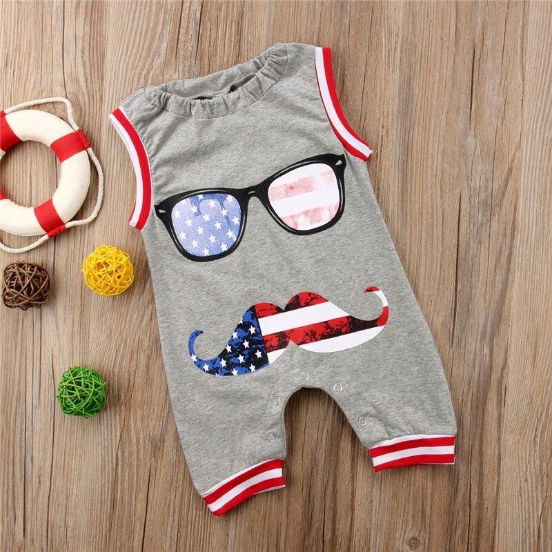 Cute Cartoon Print Summer Infant Playsuit Clothes Newborn Kids Baby Boy Cotton Sleeveless Romper Jumpsuit Outfits Clothes - ebowsos