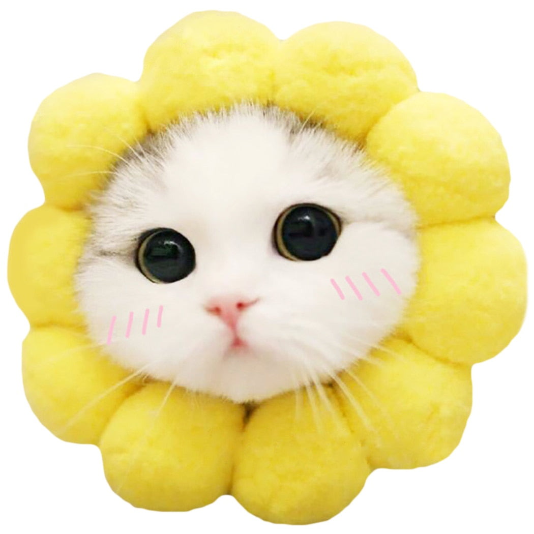 Cute Cartoon Sunflower Dogs Cat Hats Pet Decoration Accessories Animals Design Warm Head Cap Winter Party Clothing Supplies-ebowsos