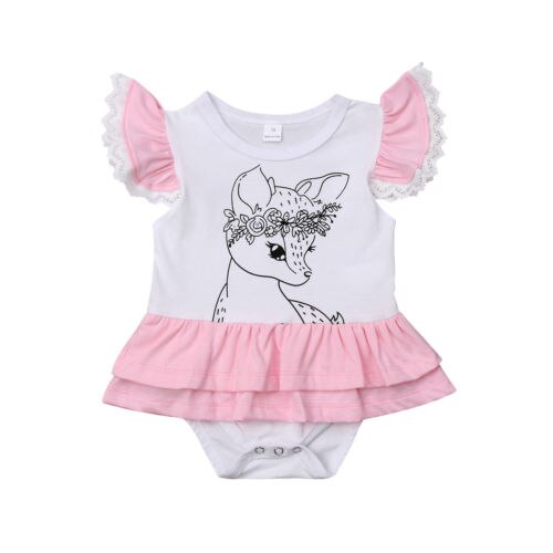 Cute Cartoon unicorn Romper Baby Girl Sleeveless Jumpsuit Tulle Tutu Dress Outfit Clothes - ebowsos