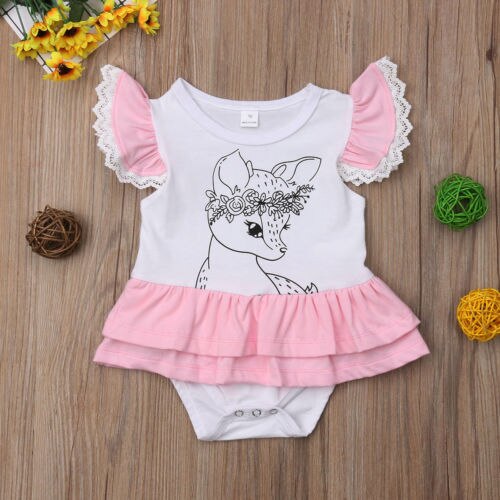 Cute Cartoon unicorn Romper Baby Girl Sleeveless Jumpsuit Tulle Tutu Dress Outfit Clothes - ebowsos