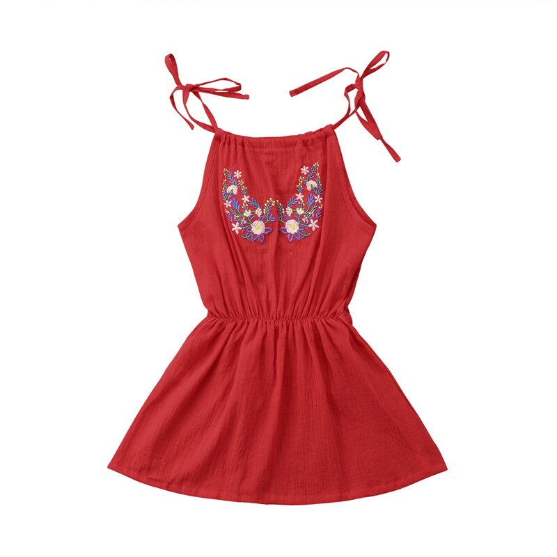 Cute Casual Toddler Kids Baby Girl Dresses Summer Off Shoulder Embroidery Floral Princess Dress Clothes - ebowsos